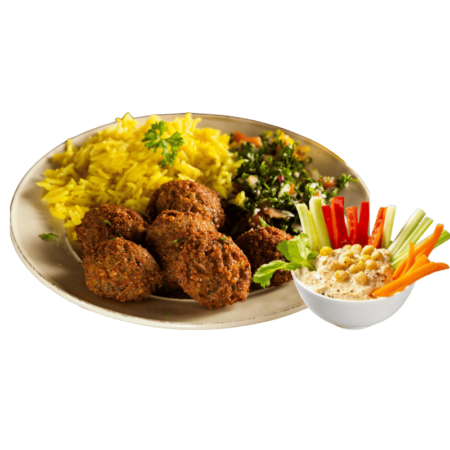 Falafel Balls Over Rice W/ Hummus